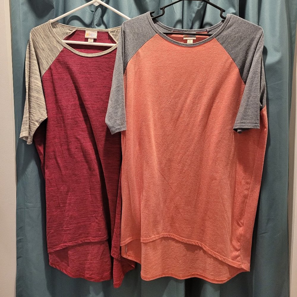 Lularoe Irma High Low Tunic Extra Small XS Pink Navy Maroon Cream